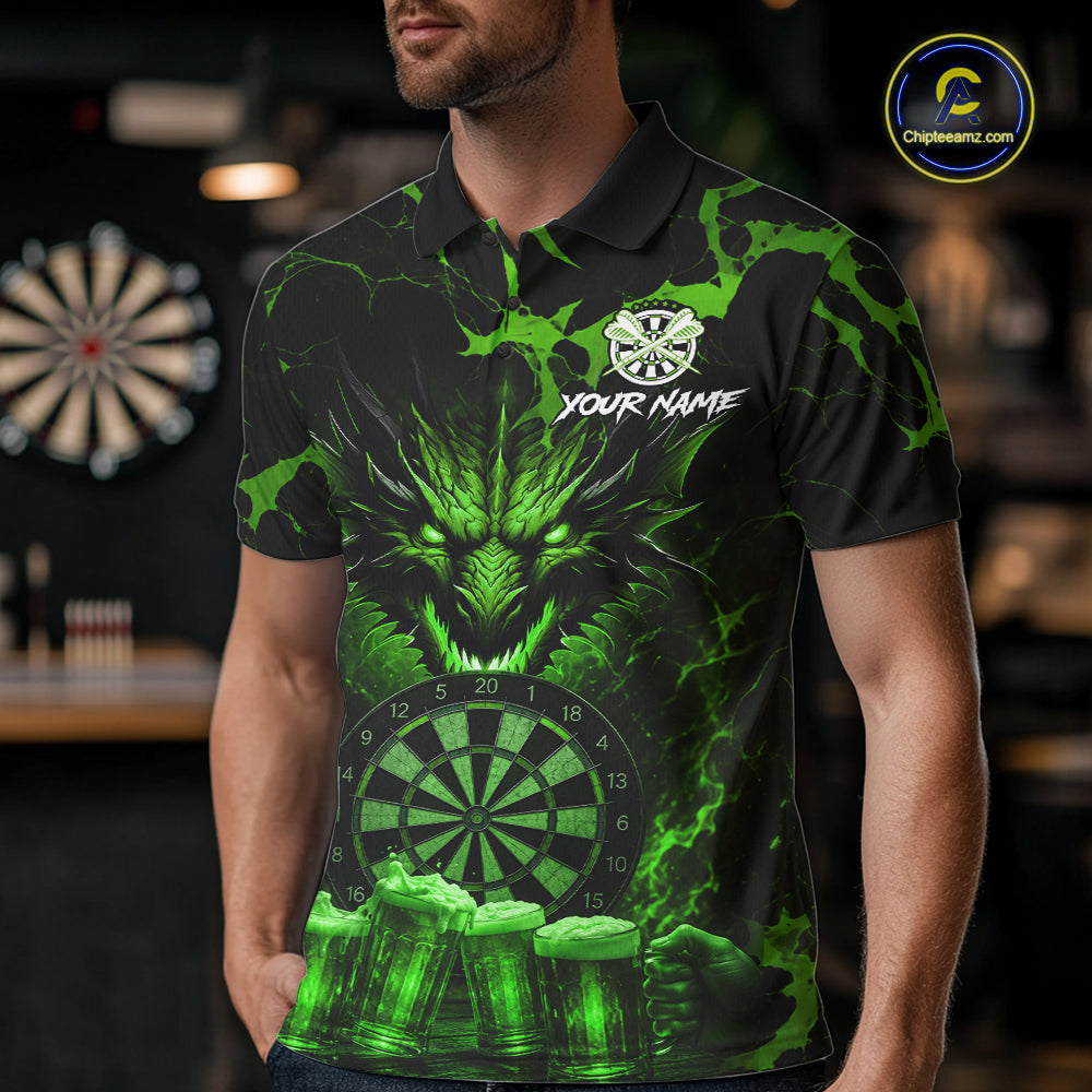 Black And Green Personalized Dragon Beer Darts Shirts Custom Darts League Team Jersey
