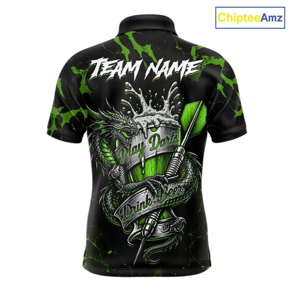 Black And Green Personalized Dragon Beer Darts Shirts Custom Darts League Team Jersey