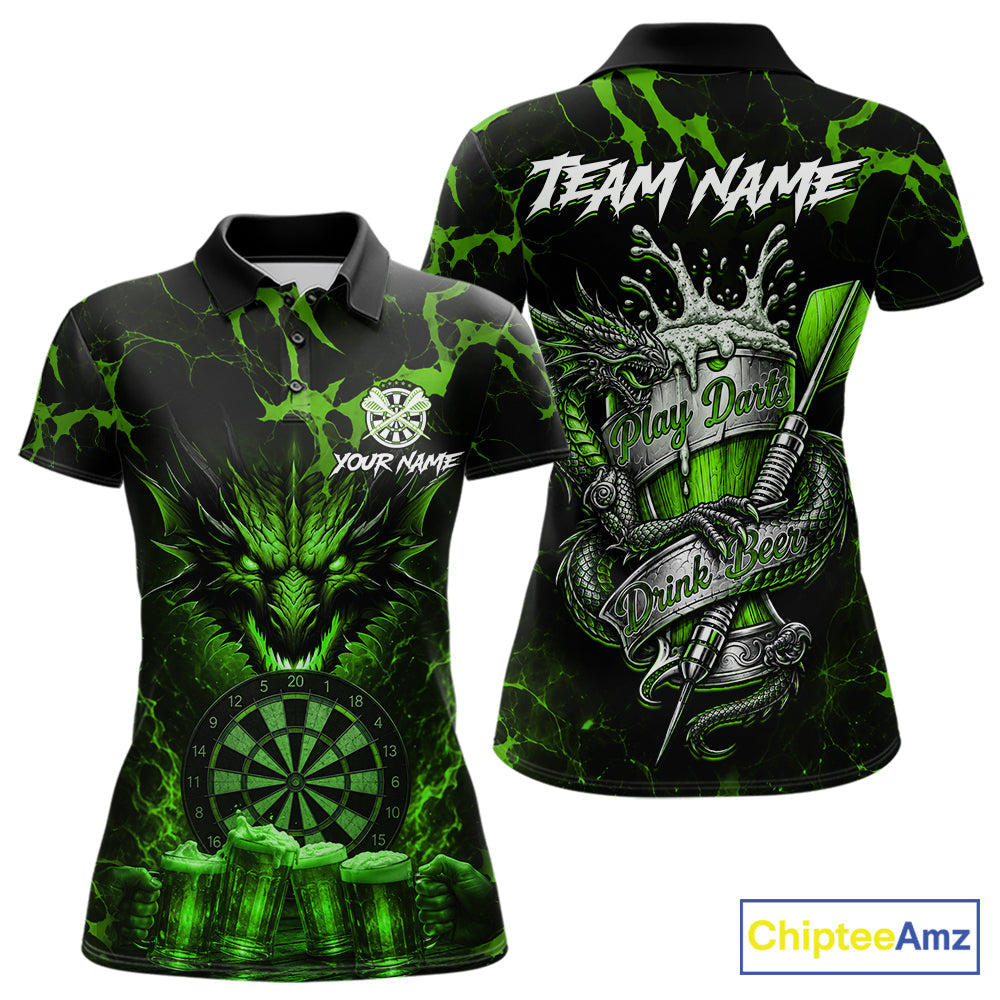 Black And Green Personalized Dragon Beer Darts Shirts Custom Darts League Team Jersey