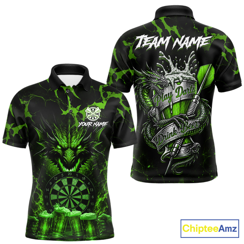 Black And Green Personalized Dragon Beer Darts Shirts Custom Darts League Team Jersey