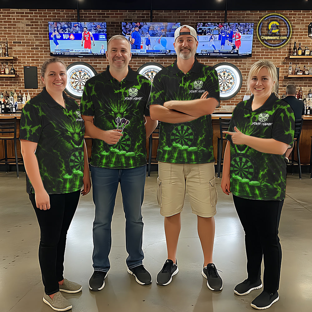 Black And Green Personalized Dragon Beer Darts Shirts Custom Darts League Team Jersey