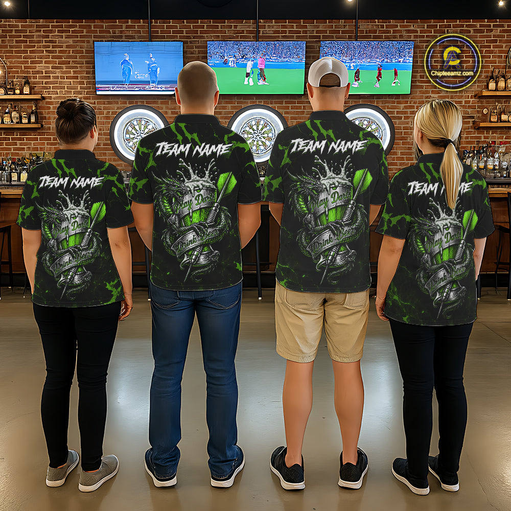 Black And Green Personalized Dragon Beer Darts Shirts Custom Darts League Team Jersey