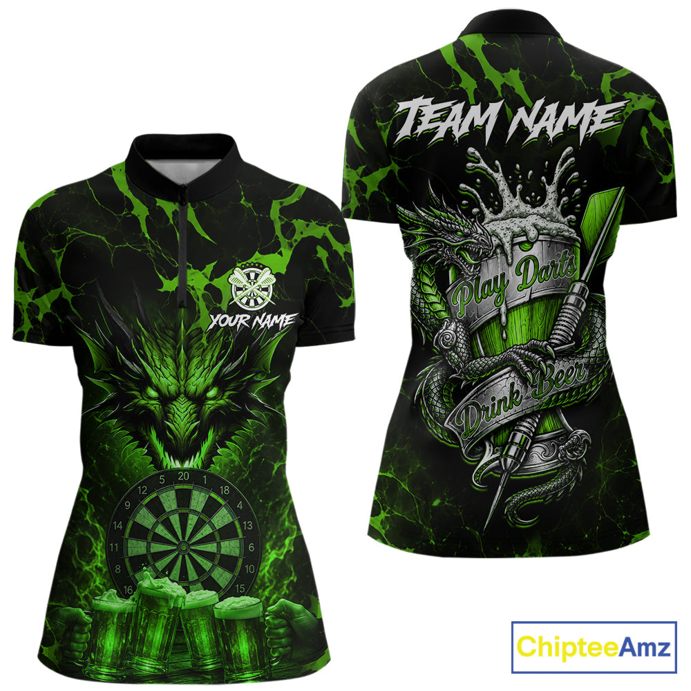 Black And Green Personalized Dragon Beer Darts Shirts Custom Darts League Team Jersey