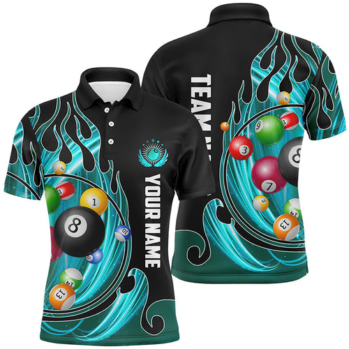 3D Billiard Balls Fire Flame Custom Pool Shirts, Billiard League Team Jerseys