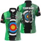 Personalized Green Jerseys Archery Target 3D Polo Shirts Custom Team League Archery Shirts