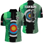 Green Jerseys Archery Target 3D Quarter-Zip Shirts Custom Team League Archery Shirts