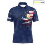 Navy Blue Grunge American Flag Billiard Shirts Custom Patriotic 9 Ball Pool Team Jersey