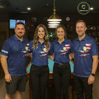 Navy Blue Grunge American Flag Billiard Shirts Custom Patriotic 9 Ball Pool Team Jersey