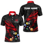 Personalized Red Black Dragon Billiard Balls Pool Shirts, Billiard League Team Jerseys