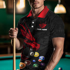 Personalized Red Black Dragon Billiard Balls Pool Shirts, Billiard League Team Jerseys