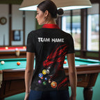 Personalized Red Black Dragon Billiard Balls Pool Shirts, Billiard League Team Jerseys