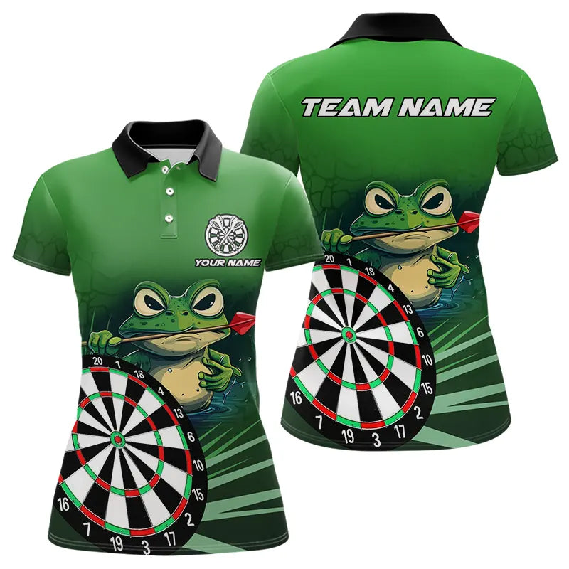 Personalized Green Funny Frog Darts Shirts Custom Darts Team Jerseys Outfit, Darts Gifts