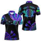 Neon Purple Blue Tie Dye Darts Shirt With Pocket Custom Dart Jersey