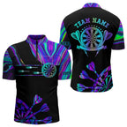 Neon Purple Blue Tie Dye Darts Shirt With Pocket Custom Dart Jersey