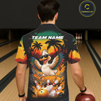 Funny Duck Sunset Tropical Bowling Hawaiian Jersey And Custom Bowling Team Shirts