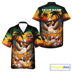 Funny Duck Sunset Tropical Bowling Hawaiian Jersey And Custom Bowling Team Shirts