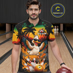 Funny Duck Sunset Tropical Bowling Jersey Custom Bowling Team Shirts Polo & 1/4 Zip