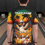 Funny Duck Sunset Tropical Bowling Jersey Custom Bowling Team Shirts Polo & 1/4 Zip