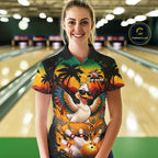 Funny Duck Sunset Tropical Bowling Jersey Custom Bowling Team Shirts Polo & 1/4 Zip