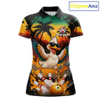 Funny Duck Sunset Tropical Bowling Jersey Custom Bowling Team Shirts Polo & 1/4 Zip