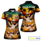 Funny Duck Sunset Tropical Bowling Jersey Custom Bowling Team Shirts Polo & 1/4 Zip