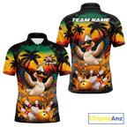 Funny Duck Sunset Tropical Bowling Jersey Custom Bowling Team Shirts Polo & 1/4 Zip