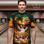 Funny Duck Sunset Tropical Bowling Jersey Custom Bowling Team Shirts Polo & 1/4 Zip