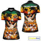 Funny Duck Sunset Tropical Bowling Jersey Custom Bowling Team Shirts Polo & 1/4 Zip