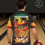 Funny Crab Sunset Tropical Bowling Hawaiian Jersey And Custom Bowling Team Shirts