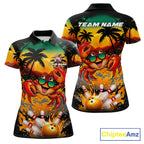 Funny Crab Sunset Tropical Bowling Jersey Custom Bowling Team Shirts Polo & 1/4 Zip