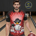 Red Funny Duck Bowling Jersey Custom Graffiti Bowling Shirt Team Polo & 1/4 Zip Shirt