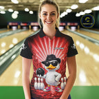 Red Funny Duck Bowling Jersey Custom Graffiti Bowling Shirt Team Polo & 1/4 Zip Shirt