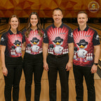 Red Funny Duck Bowling Jersey Custom Graffiti Bowling Shirt Team Polo & 1/4 Zip Shirt