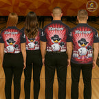 Red Funny Duck Bowling Jersey Custom Graffiti Bowling Shirt Team Polo & 1/4 Zip Shirt