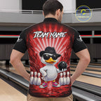 Red Funny Duck Bowling Jersey Custom Graffiti Bowling Shirt Team Polo & 1/4 Zip Shirt