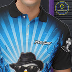 Blue Funny Duck Bowling Jersey Custom Graffiti Bowling Shirt Team Polo & 1/4 Zip Shirt