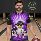 Purple Funny Duck Bowling Jersey Custom Graffiti Bowling Shirt Team Polo & 1/4 Zip Shirt