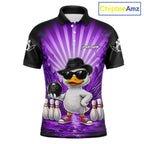 Purple Funny Duck Bowling Jersey Custom Graffiti Bowling Shirt Team Polo & 1/4 Zip Shirt