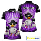 Purple Funny Duck Bowling Jersey Custom Graffiti Bowling Shirt Team Polo & 1/4 Zip Shirt