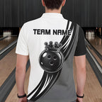 Black And White And Grey Crown Bowling Shirts Custom Bowling Team Jersey Polo & 1/4 Zip