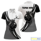Black, White And Grey Crown Bowling Shirts Custom Bowling Team Jersey Polo & 1/4 Zip