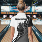 Black, White And Grey Crown Bowling Shirts Custom Bowling Team Jersey Polo & 1/4 Zip