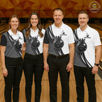 Black And White And Grey Crown Bowling Shirts Custom Bowling Team Jersey Polo & 1/4 Zip
