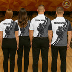 Black And White And Grey Crown Bowling Shirts Custom Bowling Team Jersey Polo & 1/4 Zip