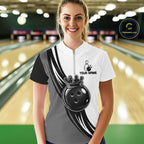 Black, White And Grey Crown Bowling Shirts Custom Bowling Team Jersey Polo & 1/4 Zip