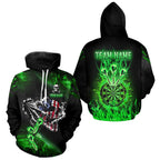 Fire Flame Dartboard American Flag Skull Darts Hoodie Custom Darts Team Jersey