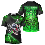 Fire Flame Dartboard American Flag Skull Darts T Shirt Custom Darts Team Jersey