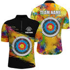 Colorful 3D Target Archery Quarter-Zip Shirt Custom Archery Jerseys Attire For Archer
