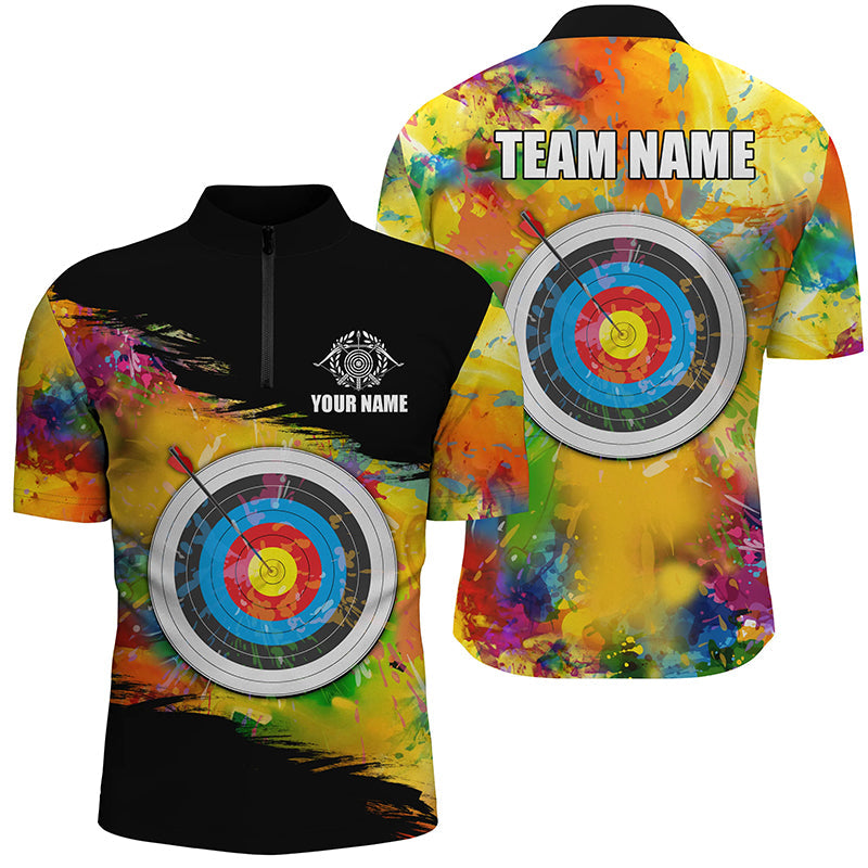 Colorful 3D Target Archery Quarter-Zip Shirt Custom Archery Jerseys Attire For Archer