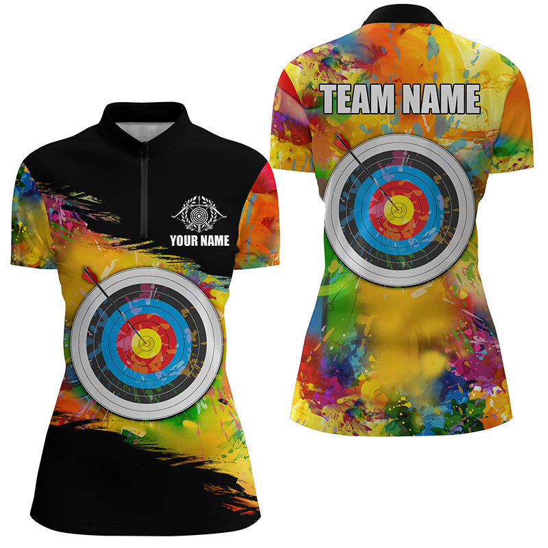 Colorful 3D Target Archery Quarter-Zip Shirt Custom Archery Jerseys Attire For Archer